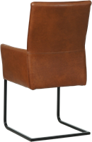 Leren eetkamerstoel Ruler - met armleuning en sledepoot vierkant - Granada leer Savannah - Poot - Zwart-3