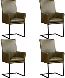 Leren eetkamerstoel Ruler - met armleuning - set van 4 stoelen