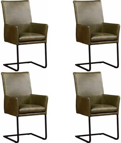Leren eetkamerstoel Ruler - met armleuning - set van 4 stoelen