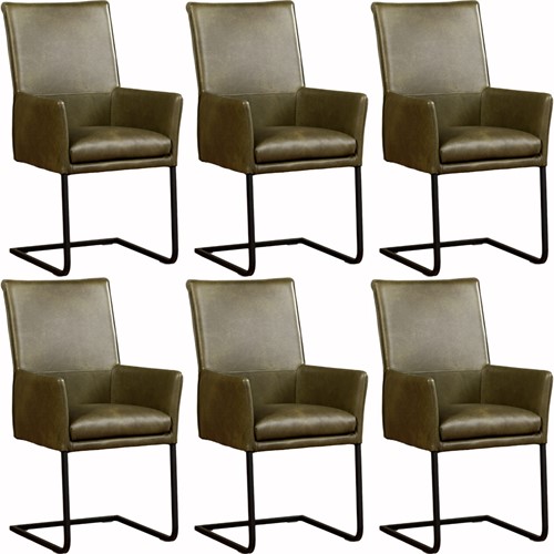 Leren eetkamerstoel Ruler - met armleuning - set van 6 stoelen