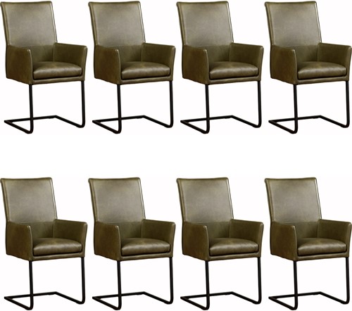Leren eetkamerstoel Ruler - met armleuning - set van 8 stoelen