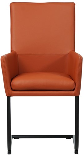 Leren eetkamerstoel Rumor - met armleuning en sledepoot rond - Toledo Cotto (cognac) - Kleur poot, zwart-2