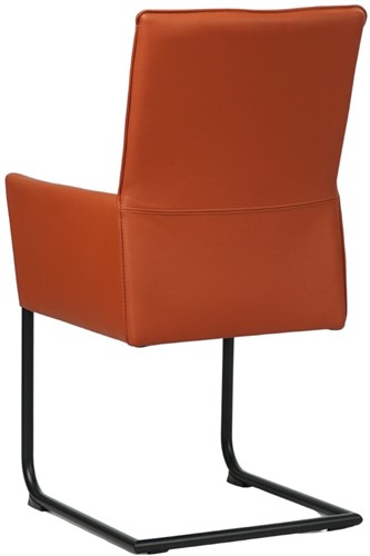 Leren eetkamerstoel Rumor - met armleuning en sledepoot rond - Toledo Cotto (cognac) - Kleur poot, zwart-3