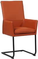 Leren eetkamerstoel Rumor - met armleuning en sledepoot rond - Toledo Cotto (cognac) - Kleur poot, zwart