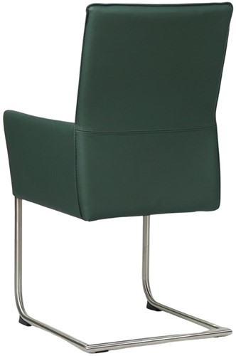 Leren eetkamerstoel Rumor - met armleuning en sledepoot rond - Toledo Forrest (groen) - Kleur poot, RVS-3