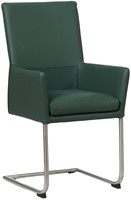 Leren eetkamerstoel Rumor - met armleuning en sledepoot rond - Toledo Forrest (groen) - Kleur poot, RVS
