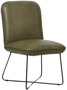 Olijfgroene leren industriële design eetkamerstoel Smile - Granada leer Moss (olijfgroen leer)
