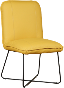Leren stock eetkamerstoel/fauteuil smile 50 71 geel, geel leer, gele stoel