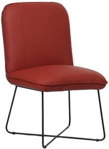 Rode leren industriële design eetkamerstoel Smile - Toledo Leer Red (rood leer)