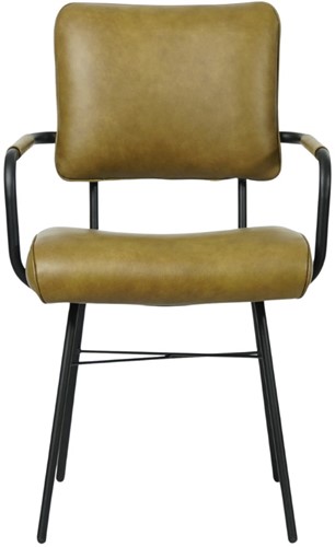 Leren eetkamerstoel Solid - Met armleuning - Granada leer Olive-2