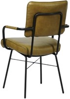 Leren eetkamerstoel Solid - Met armleuning - Granada leer Olive-3