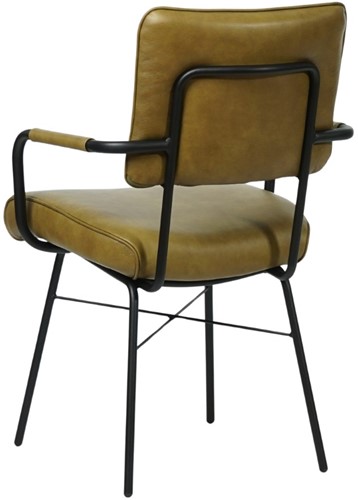 Leren eetkamerstoel Solid - Met armleuning - Granada leer Olive-3