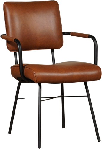 Leren eetkamerstoel Solid - Met armleuning - Granada leer Savannah