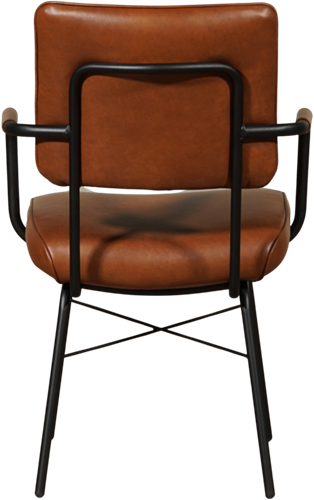 Leren eetkamerstoel Solid - Met armleuning - Granada leer Savannah-3