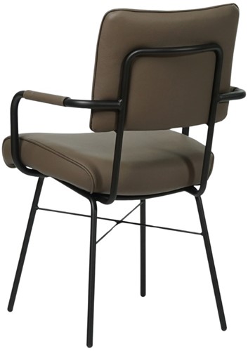 Leren eetkamerstoel Solid - Met armleuning - Toledo Leer Moss-3