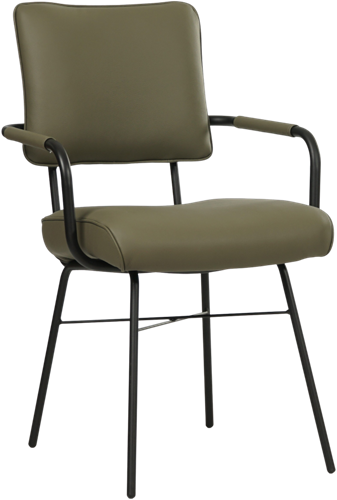 Leren eetkamerstoel Solid - Met armleuning - Toledo Leer Olive