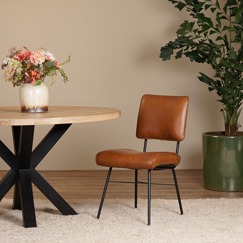 Leren eetkamerstoel Solid - Granada leer Savannah