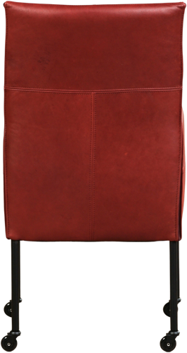 Leren eetkamerstoel Spark - met wieltjes en armleuning - Granada leer Rouge - Poot - Zwart - Skate wiel zwart-3