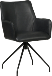 Leren eetkamerstoel Wave - Granada Black (zwart)
