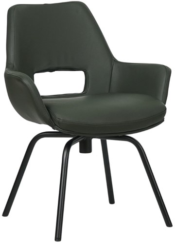 Leren eetkamerstoel Zippy - Draaipoot rond frame