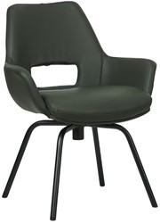 Leren eetkamerstoel Zippy - Draaipoot rond frame - Toledo Verde (donkergroen)