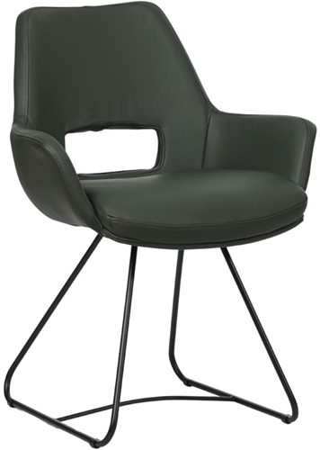 Leren eetkamerstoel Zippy - U-slede - Vintage Grey (grijs)