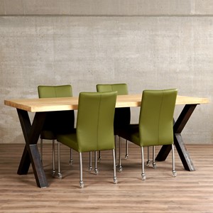 Leren eetkamerstoel comfort met wieltjes, groen leer, groene keukenstoelen