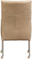 Leren eetkamerstoel Spark - met wieltjes en armleuning - Rancho Leer Stone - Poot - RVS - Skate wiel transparant-3
