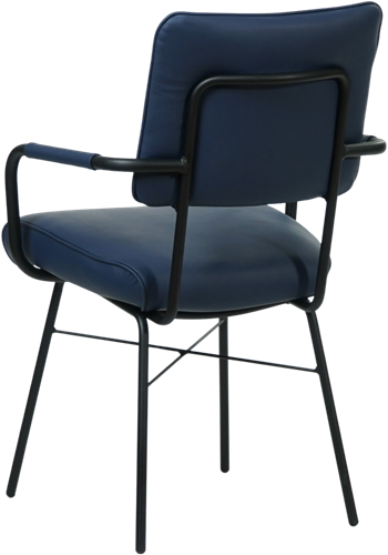 Leren eetkamerstoel Solid - Met armleuning - Toledo Leer Kobalt-3