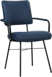 Leren eetkamerstoel Solid - Met armleuning - Hermes Leer Kobalt