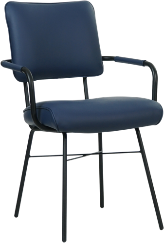 Leren eetkamerstoel Solid - Met armleuning - Toledo Leer Kobalt