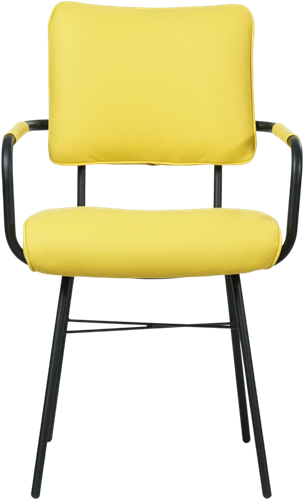 Leren eetkamerstoel Solid - Met armleuning - Hermes Leer Yellow-2