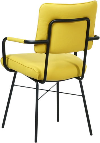 Leren eetkamerstoel Solid - Met armleuning - Hermes Leer Yellow-3
