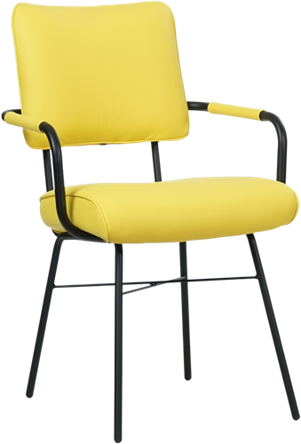 Leren eetkamerstoel Solid - Met armleuning - Hermes Leer Yellow