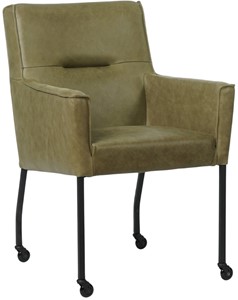 Olijfgroene leren moderne eetkamerstoel Lucky - Vintage Leer Olive (olijfgroen leer)
