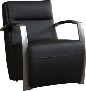 Leren fauteuil arrival 122 zwart, zwart leer, zwarte stoel
