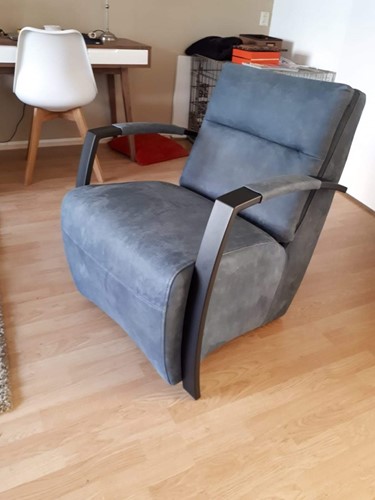 Leren fauteuil met stalen frame - blauw leer