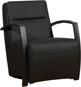 Leren stock fauteuil arrival 123 zwart, zwart leer, zwarte stoel