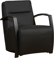 Leren industriële fauteuil Arrival - Toledo Leer Nero - Frame zwart