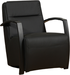 Leren industriële fauteuil Arrival - Toledo Leer Nero - Frame zwart