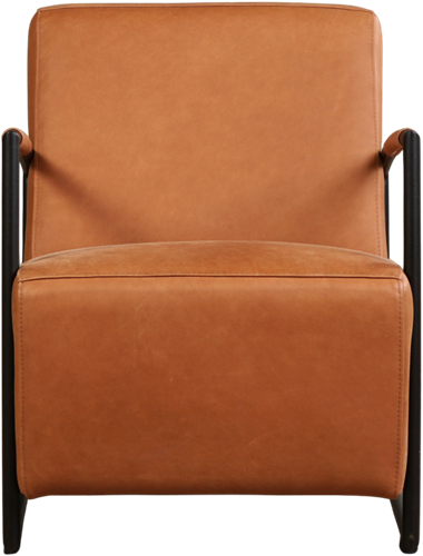 Leren industriële fauteuil Creative - Rancho Leer Cognac - Frame zwart-2