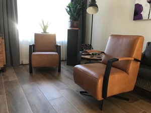 Leren draaifauteuil mood en fauteuil glory 505 bruin, bruin leer, bruine draaistoel