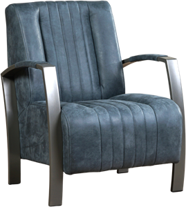 Leren fauteuil glamour 308 blauw, blauw leer, blauwe stoel