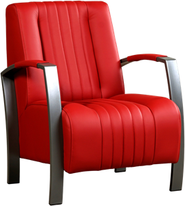 Leren fauteuil glamour 194 rood, rood leer, rode stoel