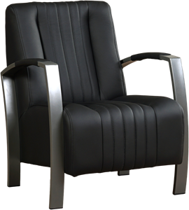 Leren fauteuil glamour 122 zwart, zwart leer, zwarte stoel