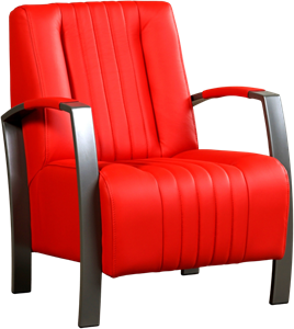 Leren fauteuil glamour 197 rood, rood leer, rode stoel