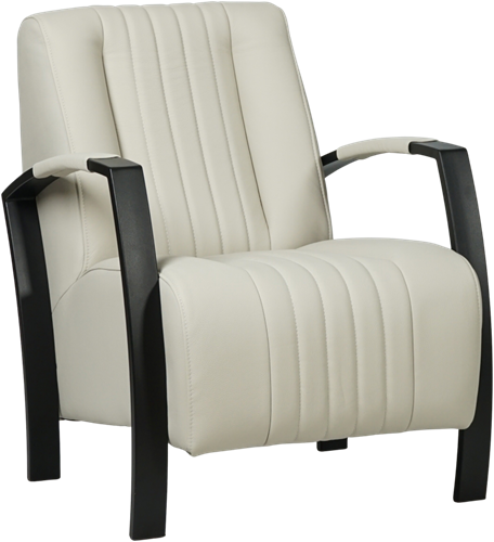 Leren industriële fauteuil Glamour - Toledo Leer Nebbia - Frame zwart
