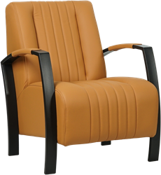 Leren industriële fauteuil Glamour - Toledo Leer Sabbia - Frame zwart