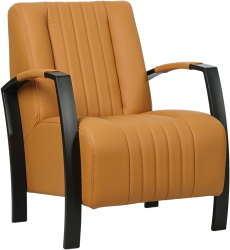 Leren industriële fauteuil Glamour - Toledo Leer Sabbia - Frame zwart