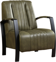 Leren industriële fauteuil Glamour - Granada leer Moss - Frame zwart